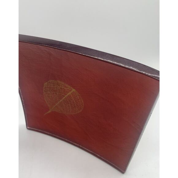 Signed Annieglass USA Fallen Leaf Cranberry Art Glass Slab Plate 8” 32/37 - Picture 5 of 7